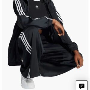 Adidas Originals Black Recycled Polyester Satin Wide Leg Track 2 $85